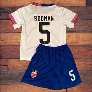White Rodman Home Soccer Jersey Medium  Girls or Boys Unisex fit - New With Tags